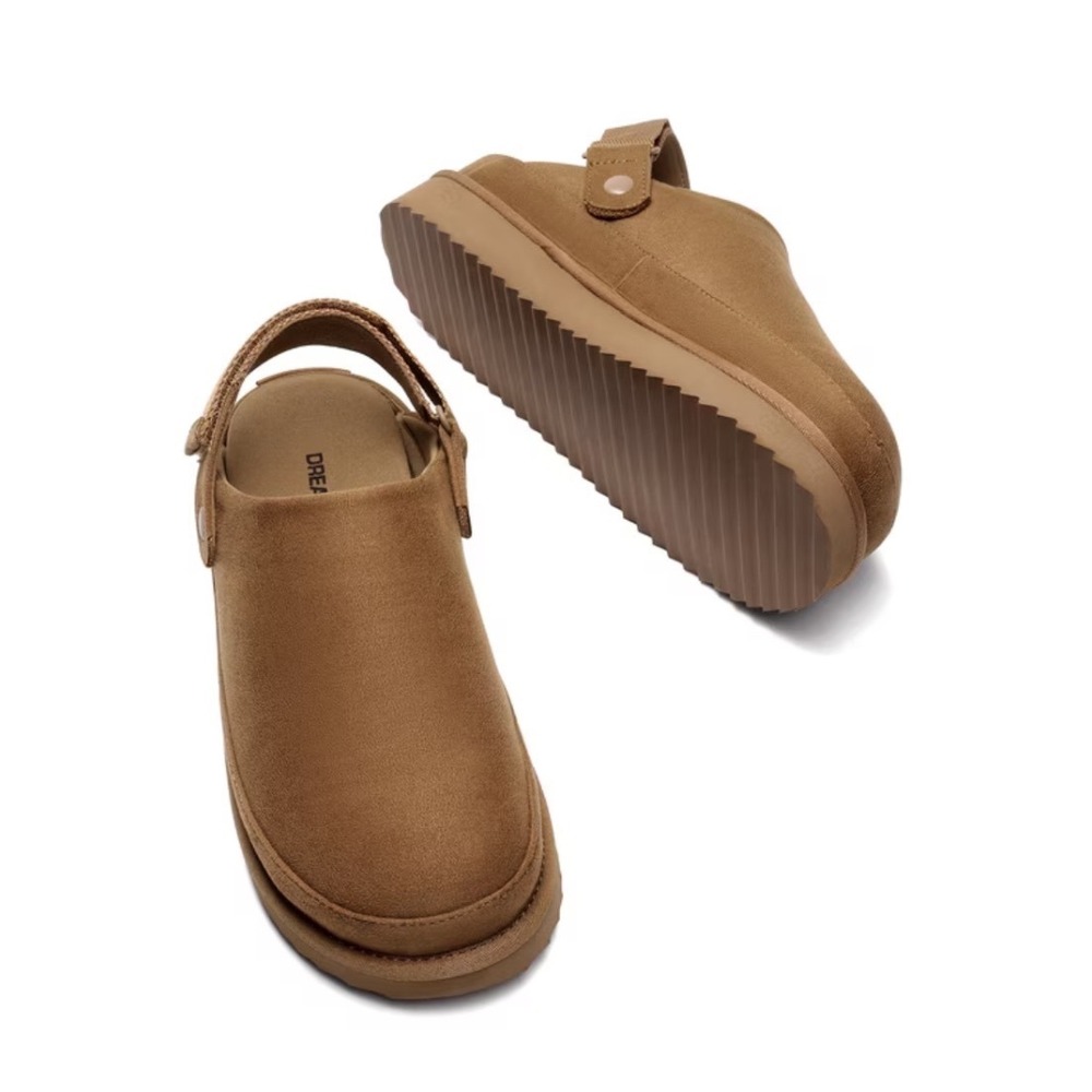 Dream Pairs Womens Platform Clogs Slingback Mules Camel Tan Faux Suede Size 8